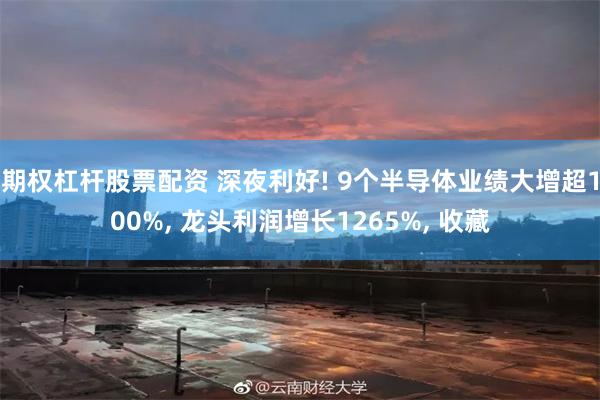 期权杠杆股票配资 深夜利好! 9个半导体业绩大增超100%, 龙头利润增长1265%, 收藏