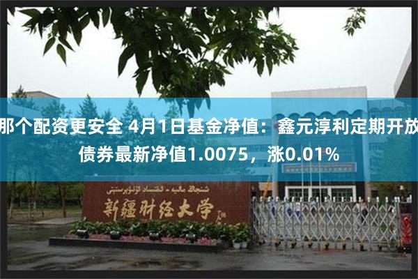 那个配资更安全 4月1日基金净值：鑫元淳利定期开放债券最新净值1.0075，涨0.01%