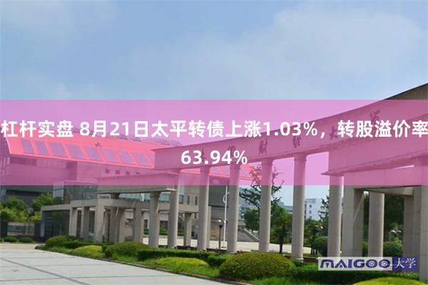 杠杆实盘 8月21日太平转债上涨1.03%，转股溢价率63.94%